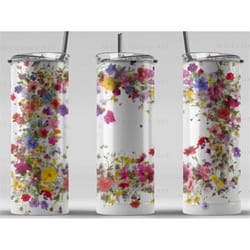 spring flowers meadow digital art print, sublimation, straight skinny 20 oz tumbler wrap, fabrics, wall art, pod, instan