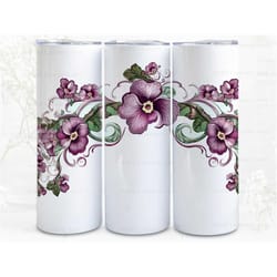 violets crown borders digital art print, sublimation, straight skinny 20 oz tumbler wrap, fabrics, wall art, pod, instan