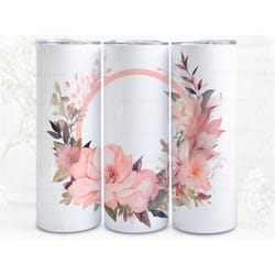 floral wreath logo digital art print, sublimation, straight skinny 20 oz tumbler wrap, fabrics, wall art, pod, instant d