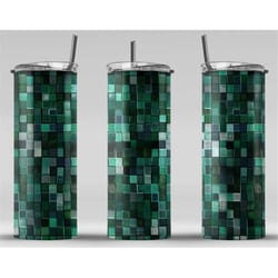 mixed green illusion prints digital art print, sublimation, straight skinny 20 oz tumbler wrap, fabrics, wall art, pod,