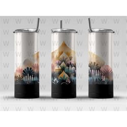 african landmarks digital art print, sublimation, straight skinny 20 oz tumbler wrap, fabrics, wall art, pod, commercial