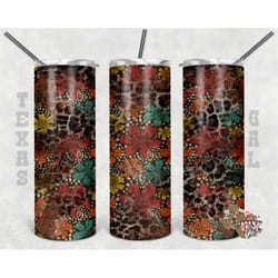 20 oz skinny tumbler leopard floral sublimation design png instant digital only