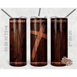 wood cross, 20oz skinny tumbler, seamless, sublimation design, png, instant digital only