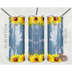 20 oz skinny tumbler sunflower wood texture sublimation design png instant digital only