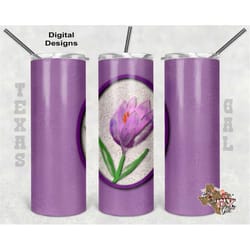 20 oz skinny tumbler floral purple sublimation design png instant digital only