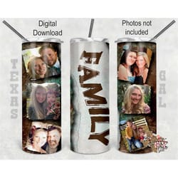 20 oz skinny tumbler family picture frames seamless sublimation design png instant digital only
