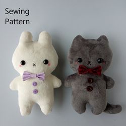 Plush Animal Sewing Patterns: Bunny & Cat (Beginner Friendly)