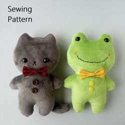 Easy Stuffed Animal Patterns: Cat & Frog (in 2 sizes)