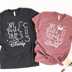 my first disney trip, matching disney shirts, 2023 disney vacation, disney family shi