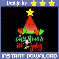 christmas in july watermelon xmas tree png, summer vibes, beach vacation, holiday png, sublimation
