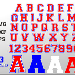 varsity college font svg 3 layers. sport font college alphabet letters and numbers svg | sport college font svg
