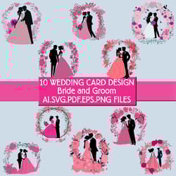10 bride and groom silhouettevector wedding card drsigns ai.png.svg.eps.pdf digital file