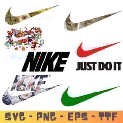 nike logo bundle svg, nike logo svg, nike swoosh logo, fashion brand svg.