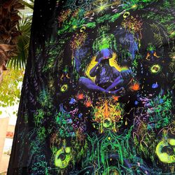 blacklight tapestry 'liberty cap' mystery art forest decor trippy poster psychedelic painting mushroom canvas