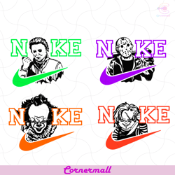 nike horror characters logo svg, nike logo svg, halloween characters svg
