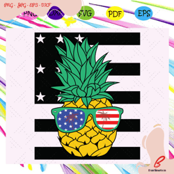 pineapple with sunglasses american flag,america 4th