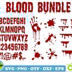 blood bundle | blood font, blood dripping svg, halloween font svg, halloween bundle, blood drips svg, bloody hand svg
