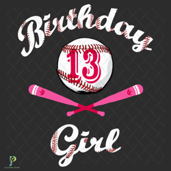 baseball 13th birthday girl svg, birthday svg, 1