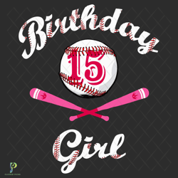 baseball 15th birthday girl svg, birthday svg, 1