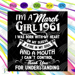 im a march girl 1961 svg, birthday svg, 1961 birt