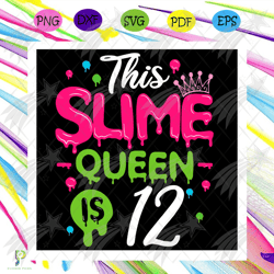 this slime queen is 12 svg, birthday svg, slime q