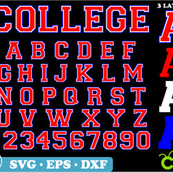 college varsity font svg 3 layers cricut | sport college alphabet letters and numbers svg | varsity college font svg