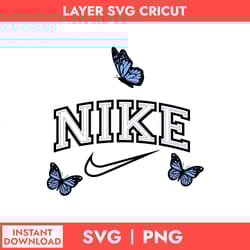 nike with buffterfly svg, nike svg, fashion brand logo svg, buffterfly svg, png digital file