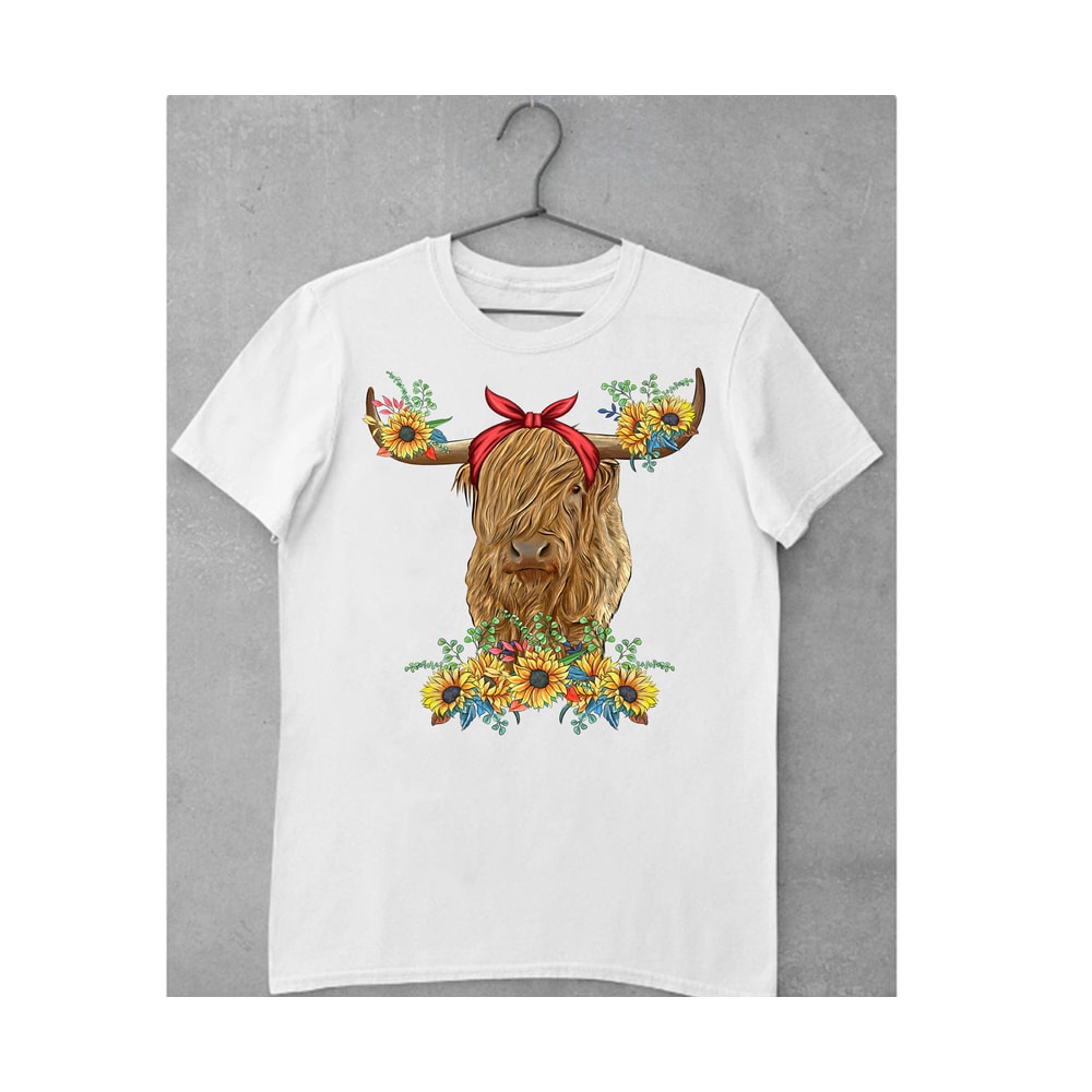 Western Highland Cow With Sunflower Bouquet Sublimation Design, Highland Cow Sunflower Png,Cow With Bandana Png,Farm Cow Sublimation Design - 2.jpg