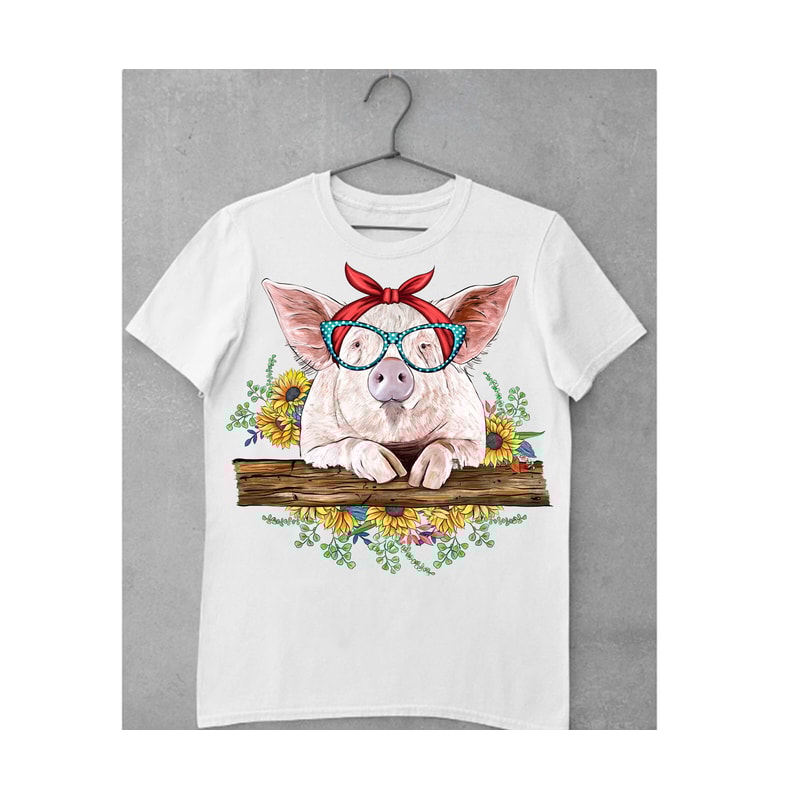 Western Pig With Sunflower Bouquet Sublimation Design, Farm Pig Png, Sunflower Pig Sublimation Png, Pig With Bandana Png, Portrait Png, - 2.jpg