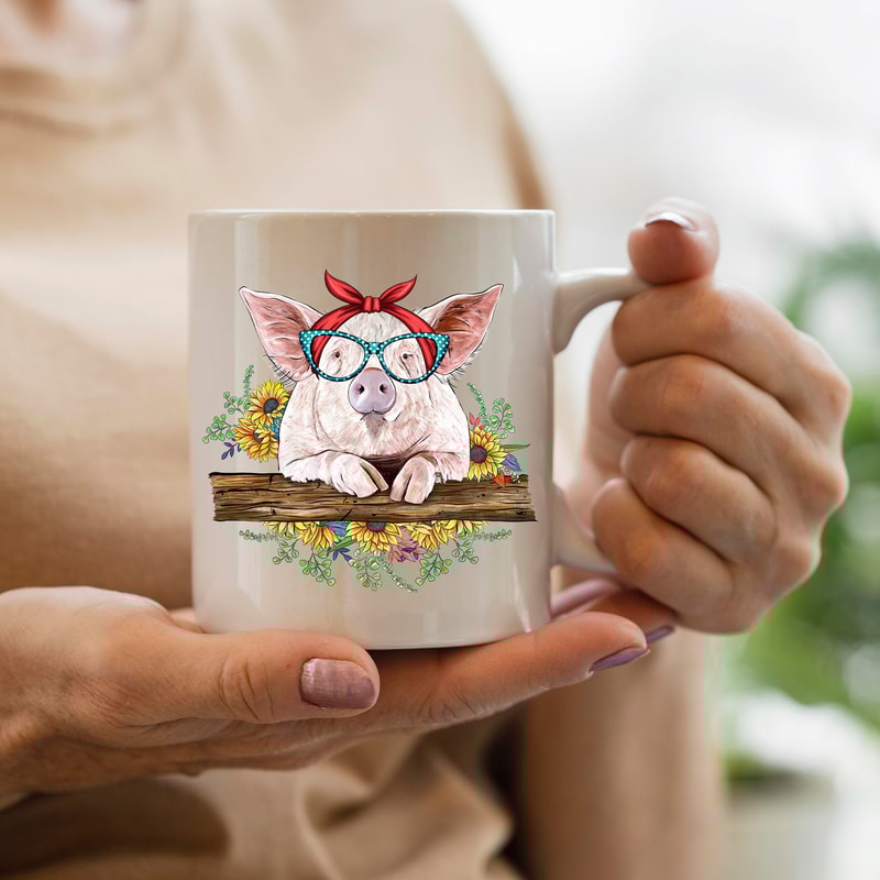 Western Pig With Sunflower Bouquet Sublimation Design, Farm Pig Png, Sunflower Pig Sublimation Png, Pig With Bandana Png, Portrait Png, - 3.jpg