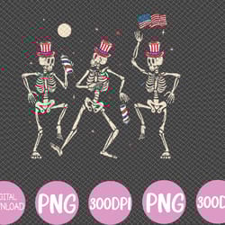 dancing skeleton 4th of july american flag skellies png, digital download