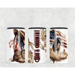 4in1 can cooler sublimation wrap, god's country, sublimation can holder png - 4th of july america patriotic bullets west