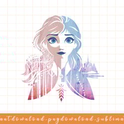 disney frozen 2 anna two tone gradient portrait fill png, sublimate, digital download