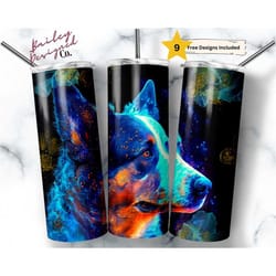 alcohol ink blue heeler 20 oz skinny tumbler sublimation design digital download png instant digital only, dog lover tum