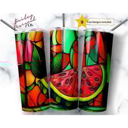 stained glass watermelon 20 oz skinny tumbler sublimation