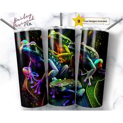 alcohol ink psychedelic frogs 20 oz skinny tumbler