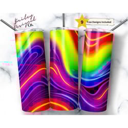 neon 20 oz skinny tumbler sublimation design digital download png instant digital only, wavy lines tumbler, 90s color de