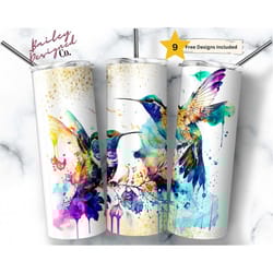 alcohol ink hummingbird 20 oz skinny tumbler sublimation design digital download png instant digital only, floral tumble