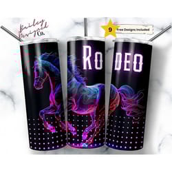 neon rodeo horse tumbler wrap, horse 20 oz skinny tumbler, 20 oz skinny tumbler sublimation design, digital download dig