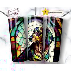 stained glass dachshund dog 20 oz skinny tumbler sublimation design digital download png instant digital only, pet lover