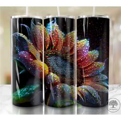 alcohol ink sunflowers 20 oz skinny tumbler sublimation design digital download png instant digital only, glitter print