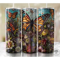 butterfly 20oz sublimation tumbler designs, alcohol ink