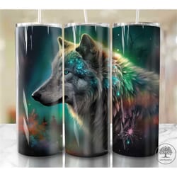wolf 20oz sublimation tumbler designs, colorful