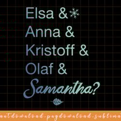 disney frozen 2 character name stack & samantha png, sublimate, digital download