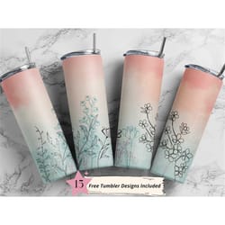 20 oz skinny straight sublimation design floral png