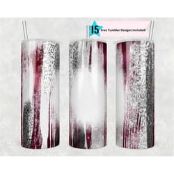 20oz skinny tumbler blank grey maroon leopard glitter