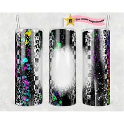 20oz skinny tumbler blank black race track leopard