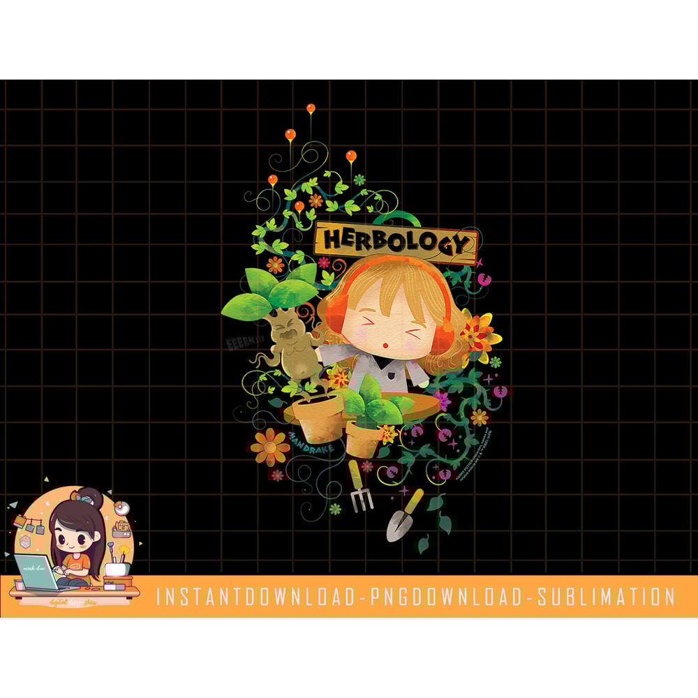 Harry Potter Herbology Hermione Mandrake Chibi png, sublimate, digital download.jpg
