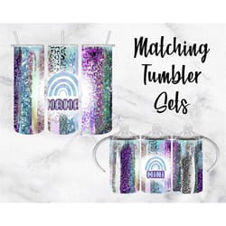 holographic leopard rainbow mama mini tumbler png wrap