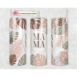 20oz skinny tumbler mama boho monstera leaf sublimation